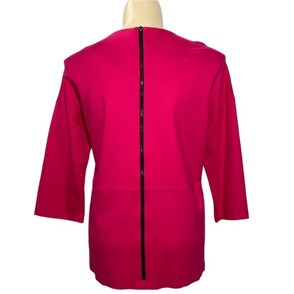 Buchanan Kang 16 Top Ponte Tunic Pockets Elbow Sl Dark Hot Pink Drop Shoulders - Picture 4 of 7